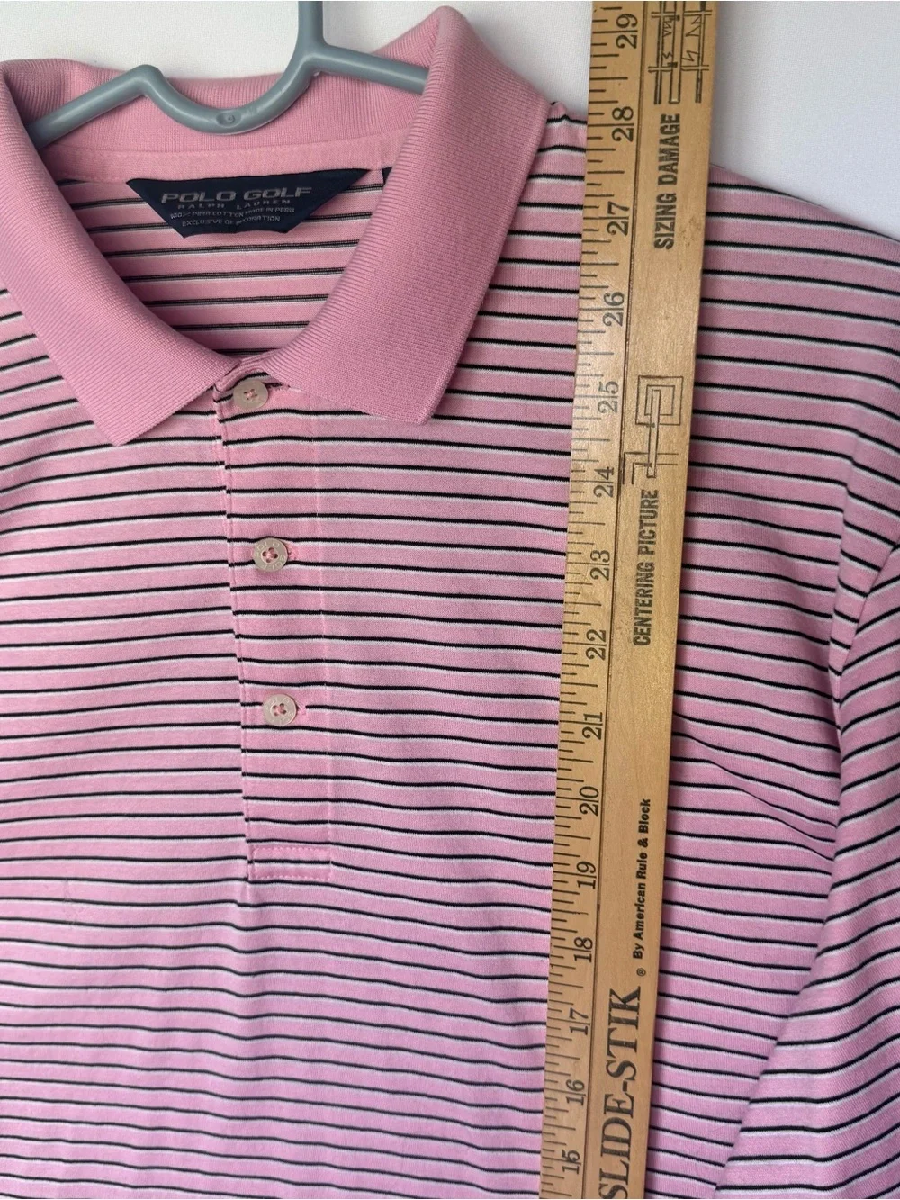 Polo Golf by Ralph Lauren Pima Cotton Pink Micro Black White Stripes Vintage
